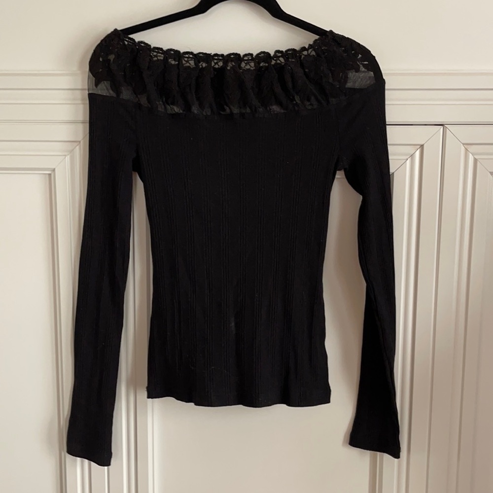 COPY - Free People Black Lace Long Sleeve Top